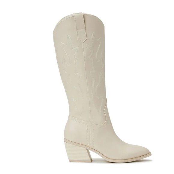 Madden NYC Women's Embroidered Tall Western Boots in Bone White - Picture 2 of 10